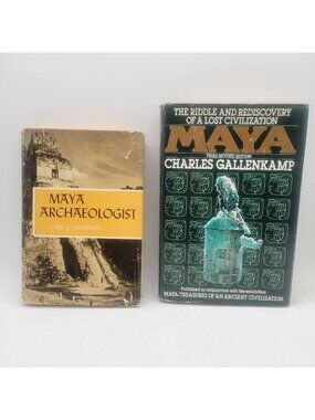Maya Archaeology Lot of Vintage Books HCDJ - Thompson 1963 & Gallenkamp 1985